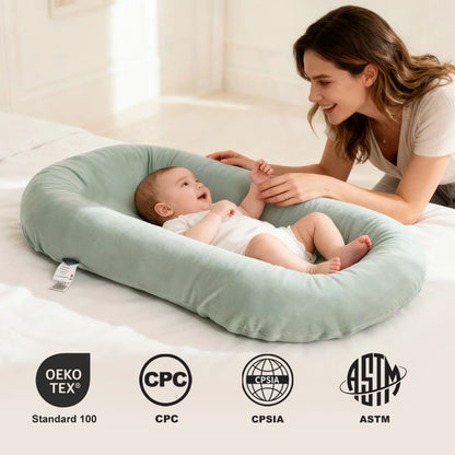 Baby Lounger, Soft Cotton Cover and Waterproof Inner, Green