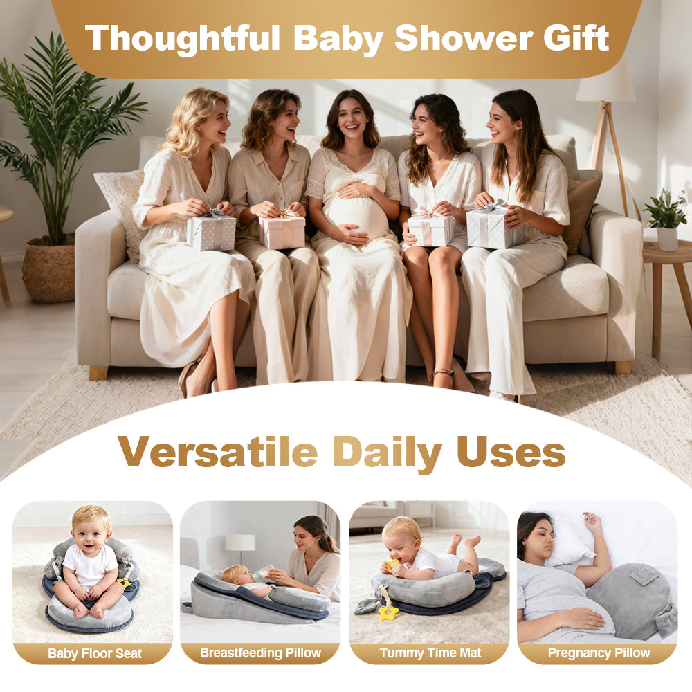 Multi-Functional Baby Lounger & Feeding Pillow for Newborns – Reflux Support & Tummy Time Mat
