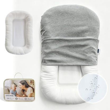 Baby Lounger, Soft Cotton Cover and Waterproof Inner, Gray