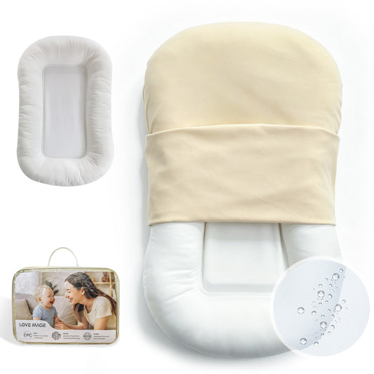 Baby Lounger, Soft Cotton Cover and Waterproof Inner, Yellow