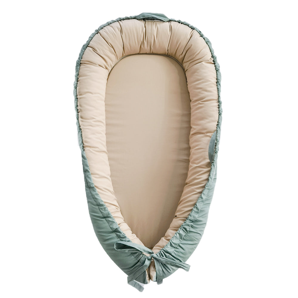 Baby Lounger, Reversible & Breathable Cotton, Green
