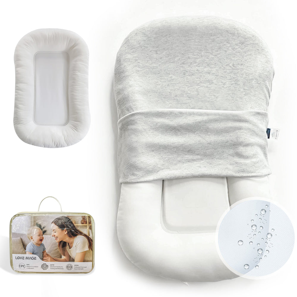 Baby Lounger, Soft Cotton Cover and Waterproof Inner, White