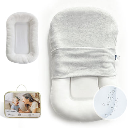 Baby Lounger, Soft Cotton Cover and Waterproof Inner, White