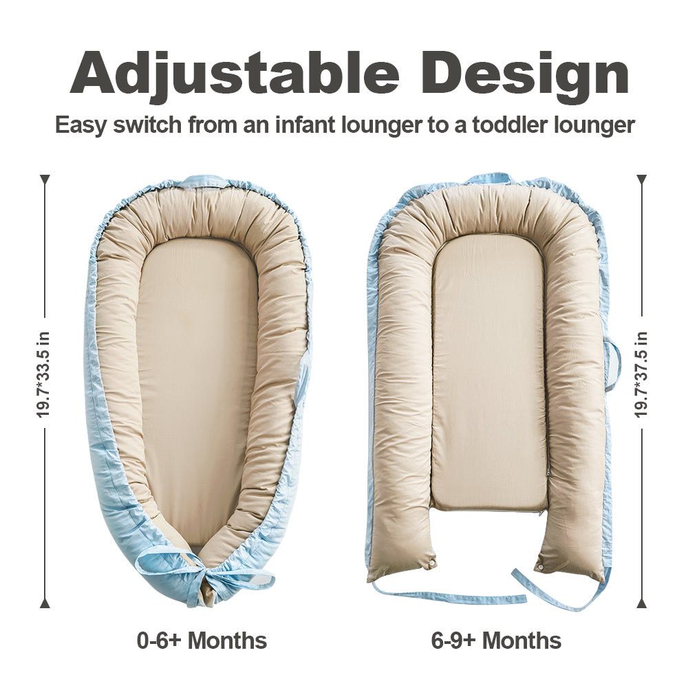 Baby Lounger, Reversible & Breathable Cotton, Blue