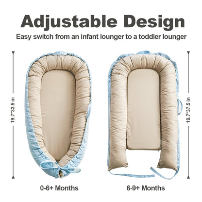 Baby Lounger, Reversible & Breathable Cotton, Blue