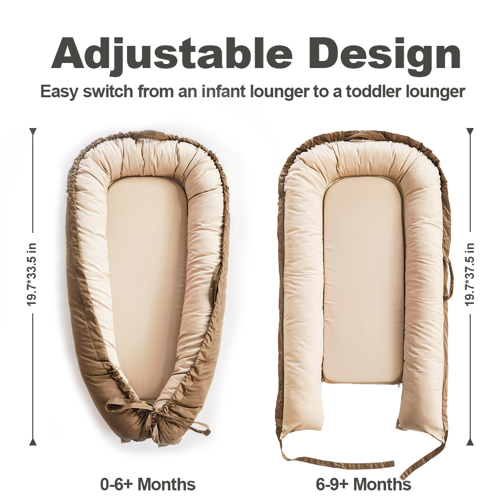 Baby Lounger, Reversible & Breathable Cotton, Brown