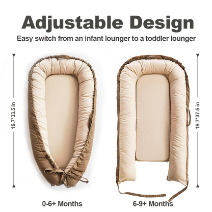 Baby Lounger, Reversible & Breathable Cotton, Brown