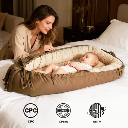 Baby Lounger, Reversible & Breathable Cotton, Brown