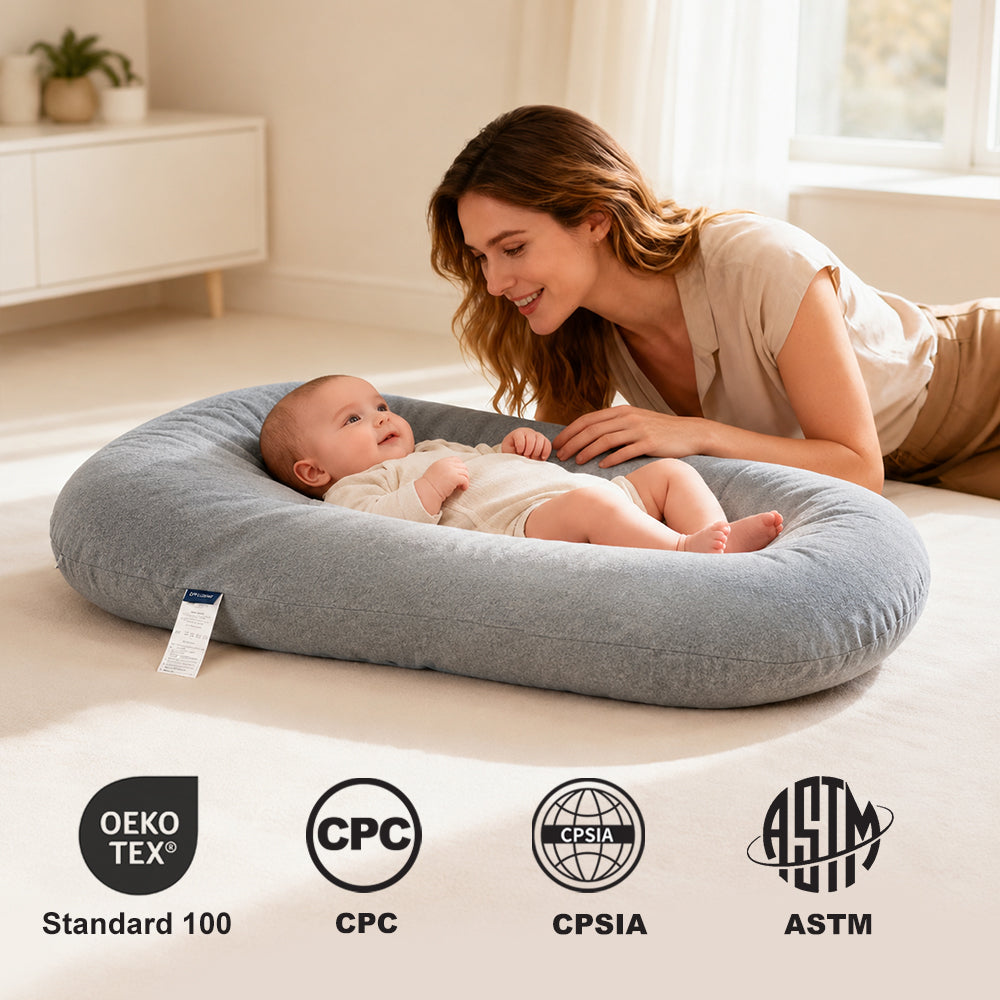 Baby Lounger, Soft Cotton Cover and Waterproof Inner, Gray