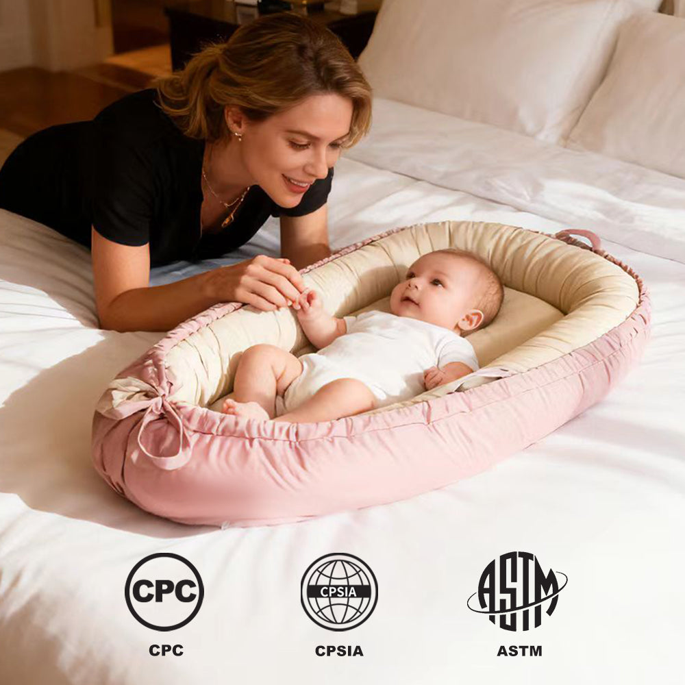 Baby Lounger, Reversible & Breathable Cotton, Pink