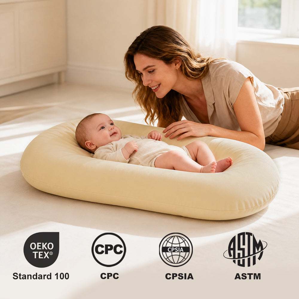 Baby Lounger, Soft Cotton Cover and Waterproof Inner, Yellow