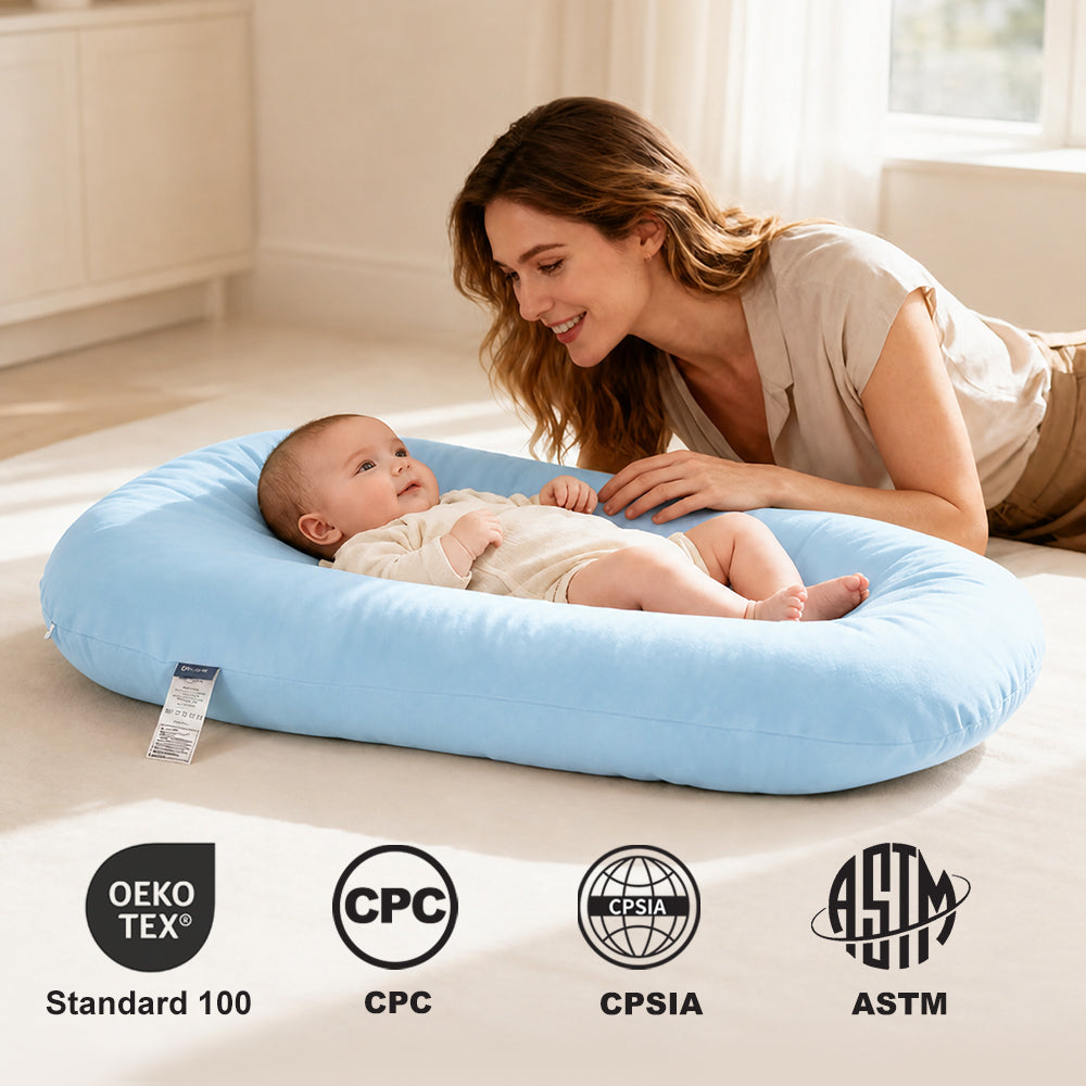 Baby Lounger, Soft Cotton Cover and Waterproof Inner, Blue