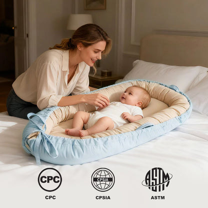 Baby Lounger, Reversible & Breathable Cotton, Blue