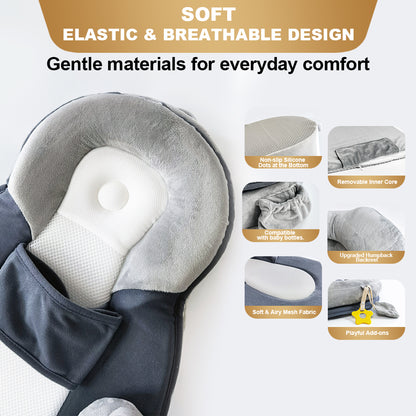Multi-Functional Baby Lounger & Feeding Pillow for Newborns – Reflux Support & Tummy Time Mat