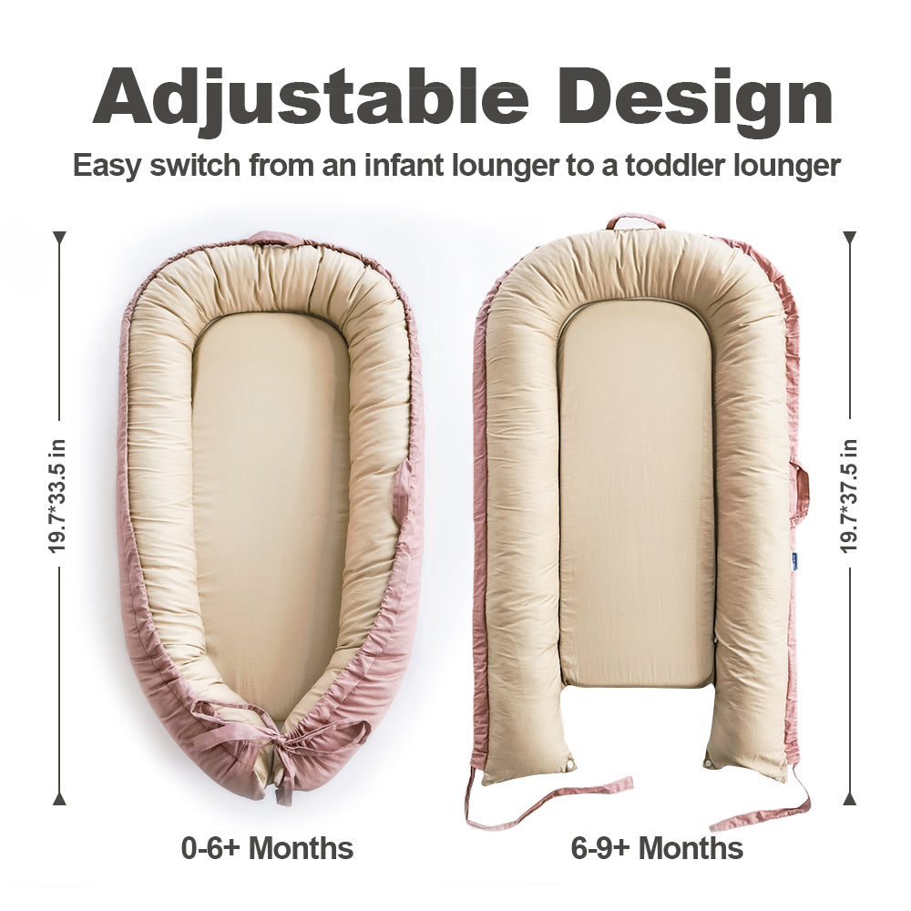 Baby Lounger, Reversible & Breathable Cotton, Pink