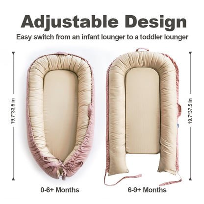 Baby Lounger, Reversible & Breathable Cotton, Pink